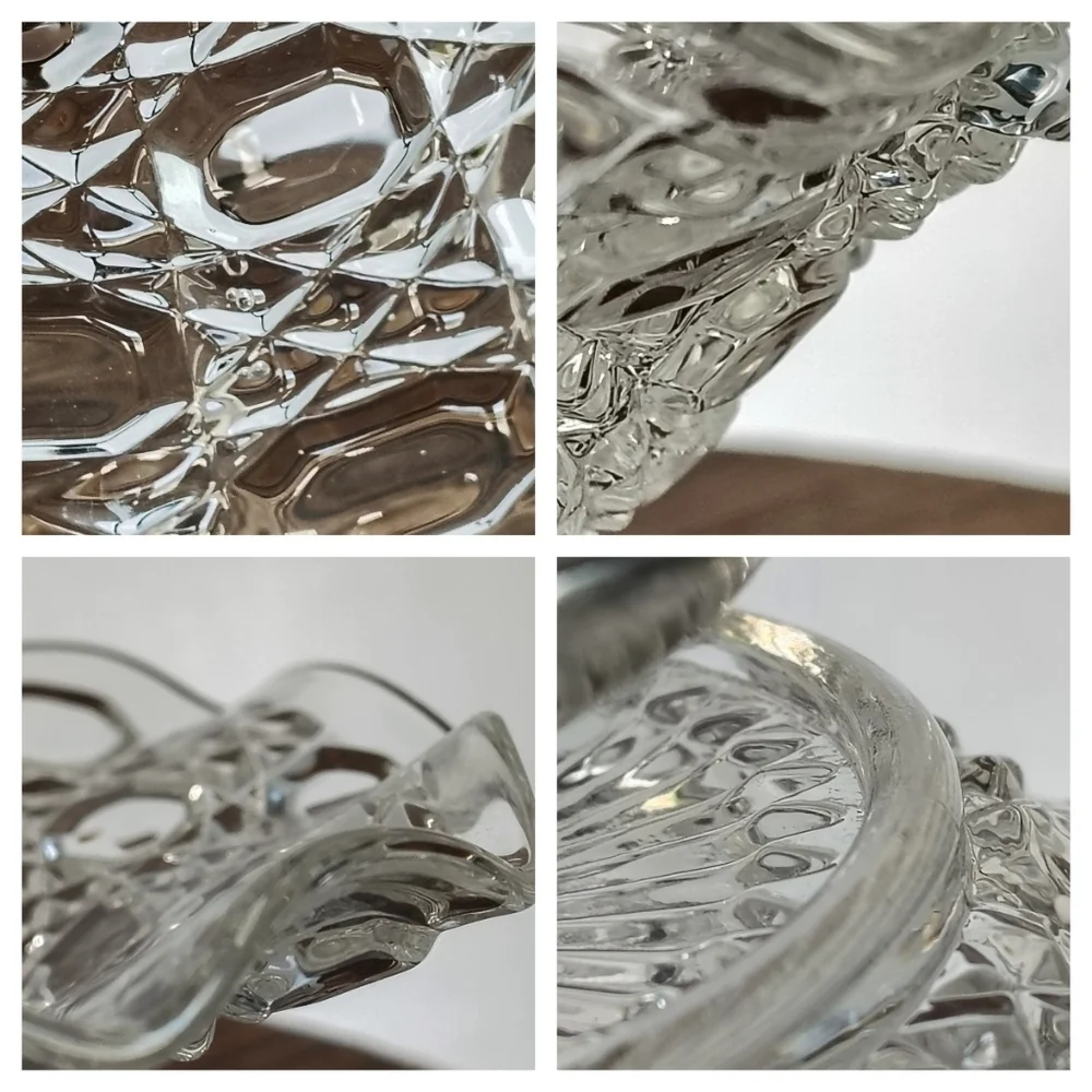 Glass Tidbit Tray Candy Dish W Silver Plated Handle England Jewelry Display Dish